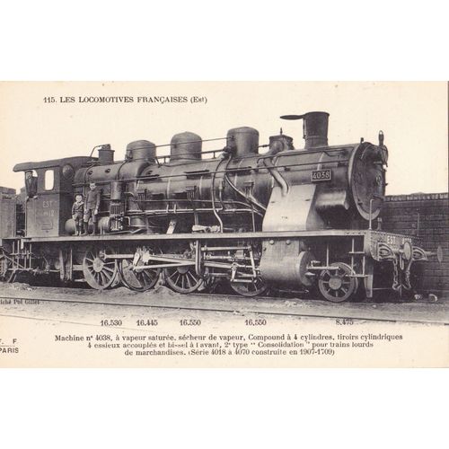 Carte Postale Ancienne-Les Locomotives Francaises-Machine N°4038 Pour Trains Lourds De Marchandises Construite En 1907-Collection F.Fleury