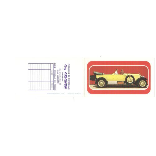 Calendrier 1977 Automobile Rolls Royce Phantom 1928 Offert Par Pharmacie Grignon Alençon 