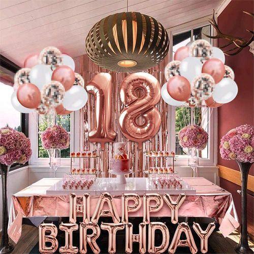 18eme anniversaire fille decoration anniversaire ballons or rose