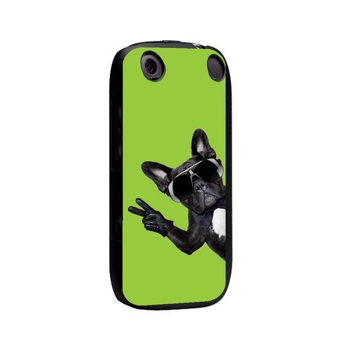 Coque Rigide Blackberry 9320 Impression Chien À Lunettes Sur Fond Vert