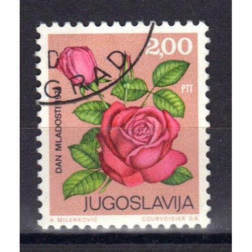 Yougoslavie 1974 : Flore : Fleur : Rose - Timbre Oblitéré