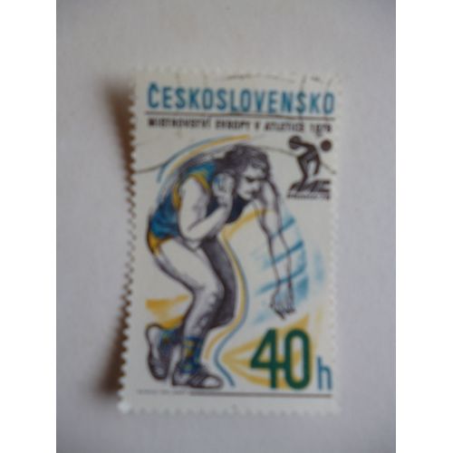 Timbre "Tchécoslovaquie : Championnat D'athlétisme :Prague 1978 : Lancer Du Poids".