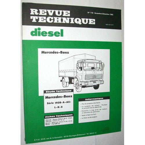 Revue Technique Diesel N° 118 - Mercedes-Benz Série 1928-A-As-L-K-S