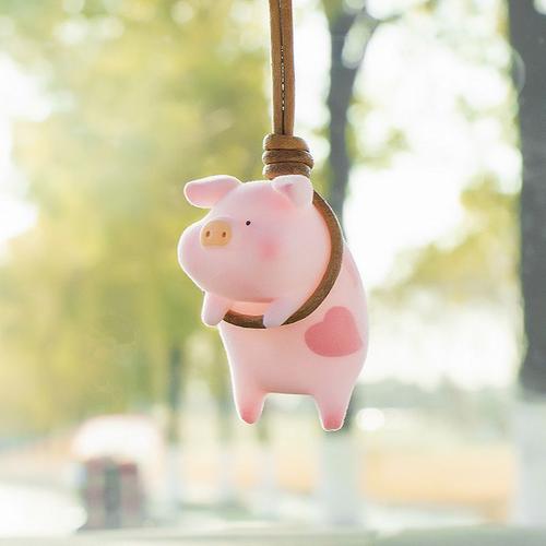 Pendentif de rétroviseur de voiture, cochon porte-bonheur suspendu à l'intérieur de la voiture