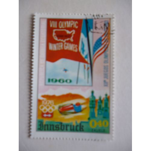Timbre "Guinée Équatoriale:Jeux Olympiques :Innsbrück 1976 :Usa 1960".