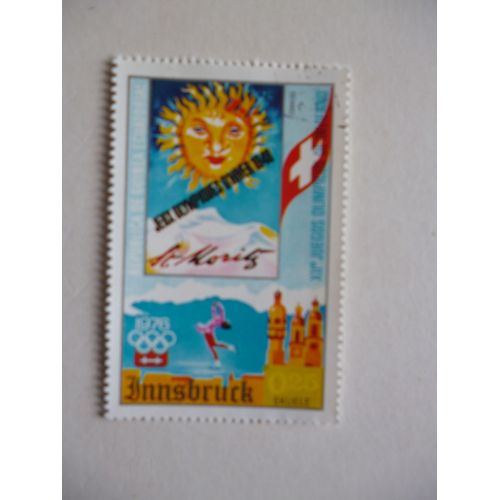 Timbre "Guinée Équatoriale:Jeux Olympiques :Innsbrück 1976 : St Moritz 1948".