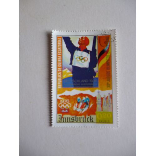 Timbre "Guinée Équatoriale:Jeux Olympiques :Innsbrück 1976 : Allemagne 1936".