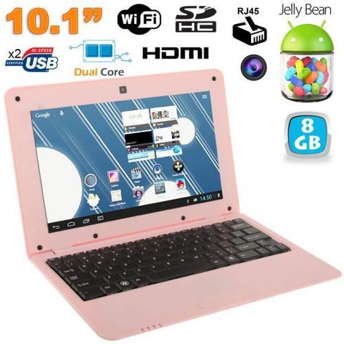 Mini PC Android ultra portable netbook 10 pouces WiFi 4 Go Rose
