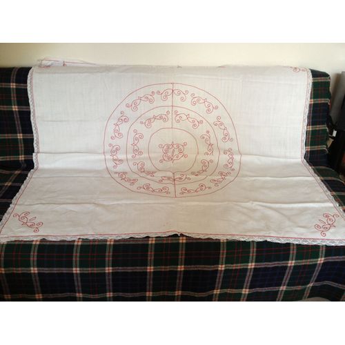 Ancienne Nappe Fin 17ème-Début 18ème 136cm X 156cm Lin-Chanvre-Dentelle Ancienne Monogramme G. N 9
