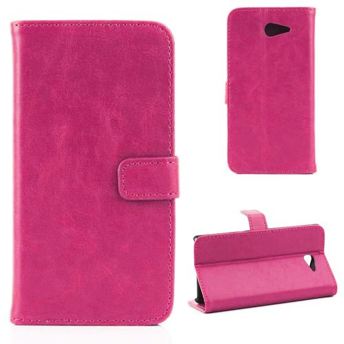 Etui Type Portefeuille Pour Xperia M2 Coloris Rose Rabat Latéral Articulé Fonction Stand
