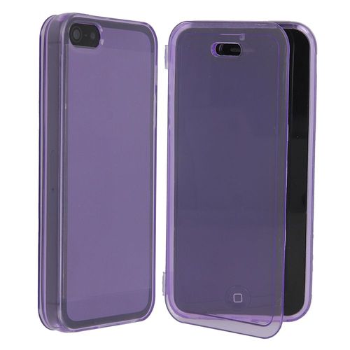 Etui Gel Rabat Transparent Et Tactile Pour Iphone 5s Coloris Violet