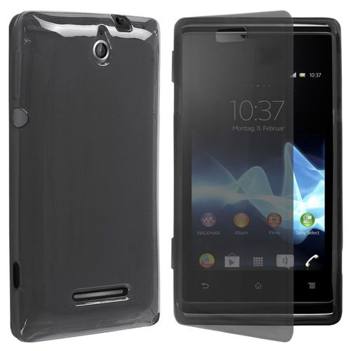 Etui Gel Rabat Et Tactile Pour Xperia E Coloris Gris Fumé