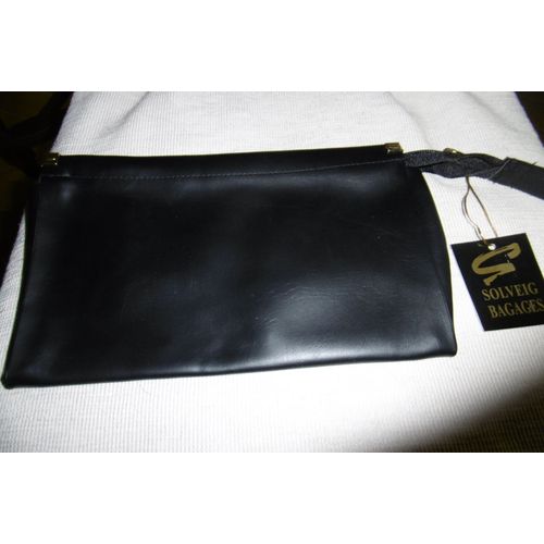 POCHETTE FOURRE TOUT  PLASTIQUE NOIR SOLVEIG 24X14 CM LOT DE 2
