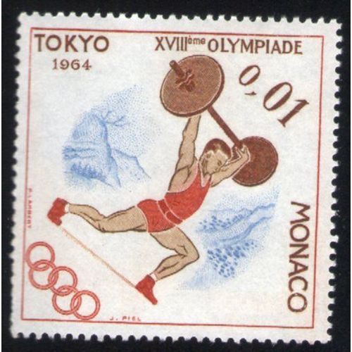 Monaco 1964 Neuf Jeux Olympiques De Tokyo Haltérophile
