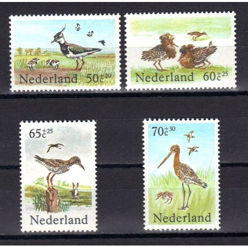 Pays-Bas 1984 : Oiseaux Des Prés : Vanellus Vanellus / Philomachus Pugnax / Tringa Totanus / Limosa Limosa - Série Entière De 4 Timbres Neufs **