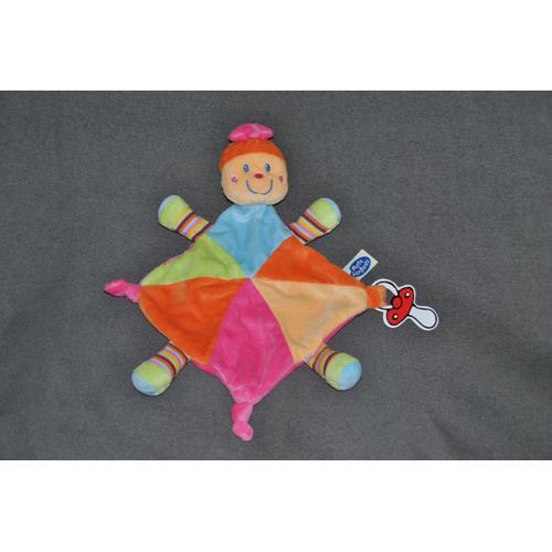 Doudou Peluche Plat Abeille Mots D'enfants Leclerc Tortue Coccinelle Papillon Multicolore Accroche Tétine Anneau Dentaire Dentition