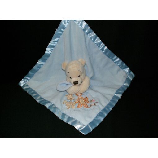 Doudou Plat Carre Mouchoir Peluche Ours Winnie L Ourson Disney Store Bleu Ciel Brode Winnie Et Tigrou Couverture 36 X 36 Cm Eveil Bebe Naissance Rakuten