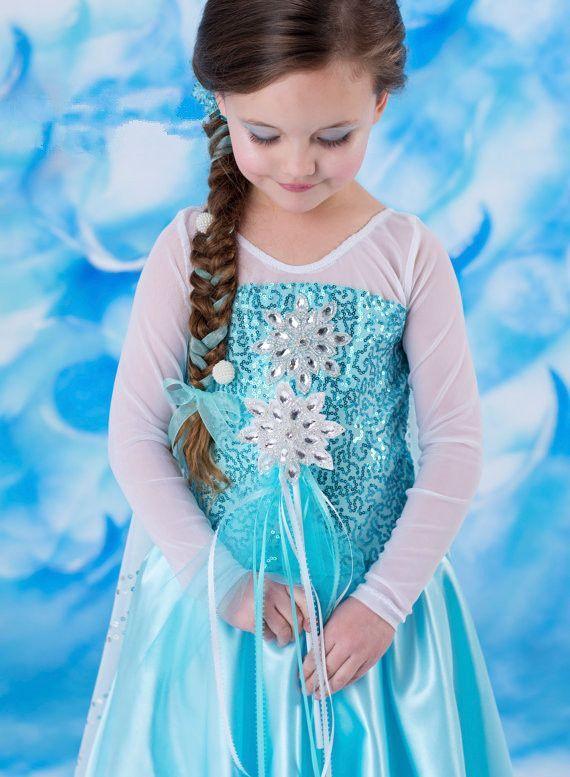 Jolie Robe Elsa Avec Traîne Blanche enfant 2 à 10 ans Déguisement La Reine  Des Neiges, Tenue Princesse , Fête , Anniversaire, Envoie Immédiat