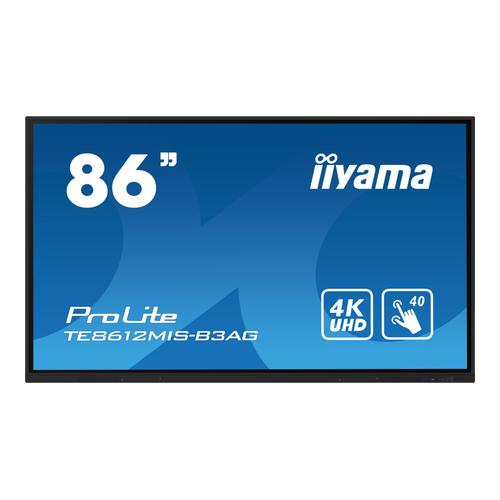 iiyama ProLite TE8612MIS-B3AG - Classe de diagonale 86" (85.6" visualisable) écran LCD rétro-éclairé par LED - signalétique numérique interactive - avec écran tactile (multi-touch) / capacité PC...