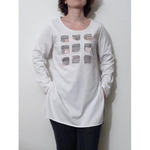 Tee Shirt/ Tunique Longue En 100% Coton Blanc- Taille S- Biche De Bère