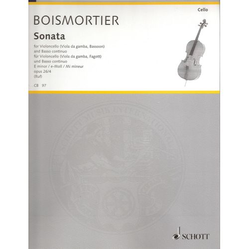 Boismortier - Sonate Mi Mineur Pour Violoncelle Et Piano