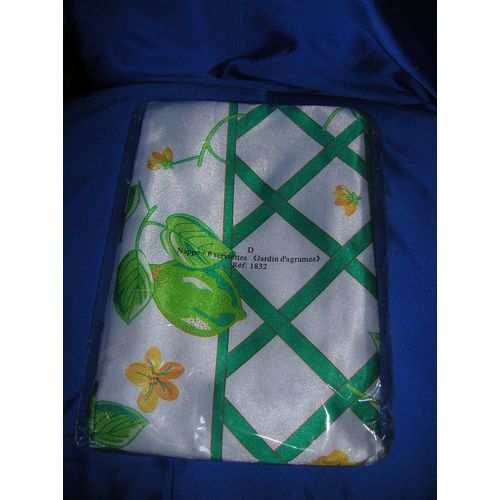1 Nappe 140 X 180 Cm Et 6 Serviettes 32x 32 Cm Jardin D'agrumes.