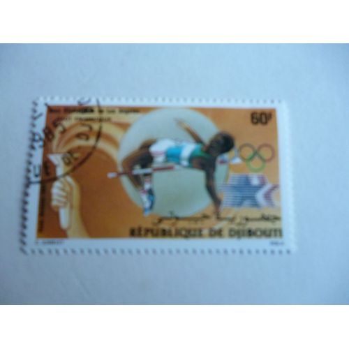 Timbre "Djibouti :Jeux Olympiques De Los Angeles 1984 : Saut En Hauteur".