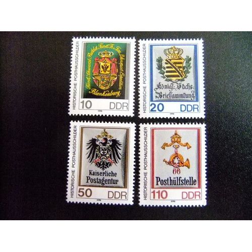 Allemagne Orientale - Ddr -1990 - Armoiries Et Enseignes Postaux - Yvert & Tellier Nº 2910 / 2913 ** Mnh