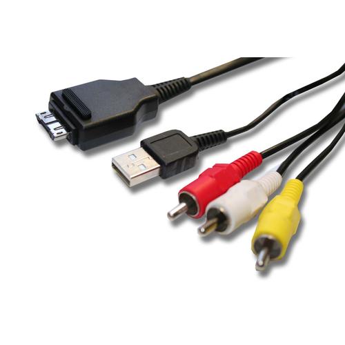 vhbw Adaptateur audio video AV câble en composite avec prise USB compatible avec Sony Cybershot DSC-H20, DSC-H55, DSC-HX1, DSC-HX5 appareil photo