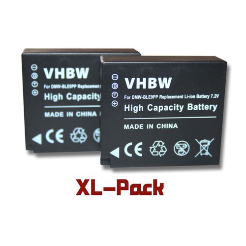 Set de 2 batteries 750mAh pour appareil photo Panasonic Lumix DMC-GX7 remplace DMW-BLE9, DMW-BLE9E, DMW-BLG10, DMW-BLG10E