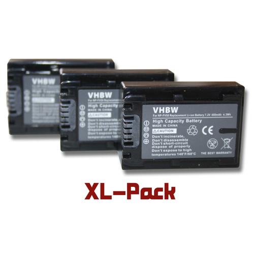 vhbw set de 3 batteries 600mAh pour caméscope Sony NEX-VG10, NEX-VG10E, NEX-VG20, NEX-VG20E