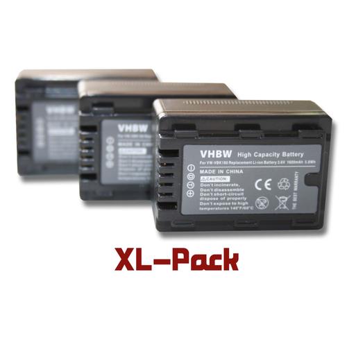 vhbw set de 3 batteries 1600mAh pour caméscope Panasonic SDR-H85, SDR-H100, SDR-T50, SDR-T70, SDR-S45, SDR-S50, SDR-S70