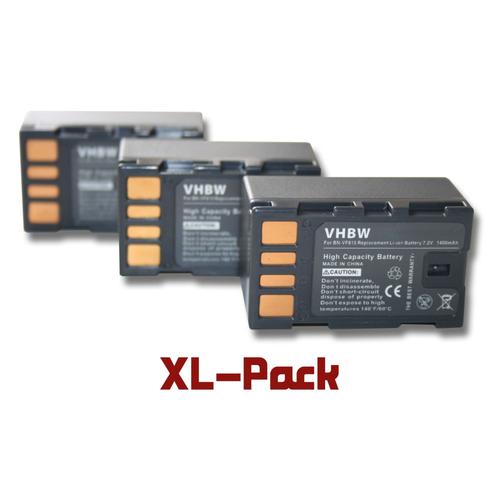 vhbw 3x Batteries compatible avec JVC GZ-HD-Serie GZ-HD300AEU, GZ-HD300BEU caméra vidéo caméscope (1400mAh, 7,2V, Li-ion) avec puce d'information