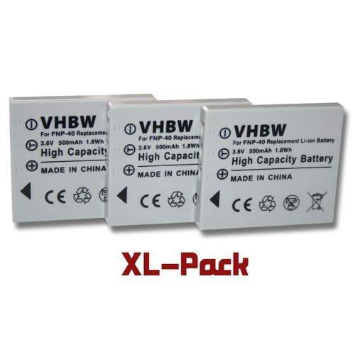 vhbw set de 3 batteries pour appareil photo Pentax Optio WP, Optio WPi, D-L18 remplace Fujifilm NP-40 / NP-40N / Pentax D-Li8 / D-Li95