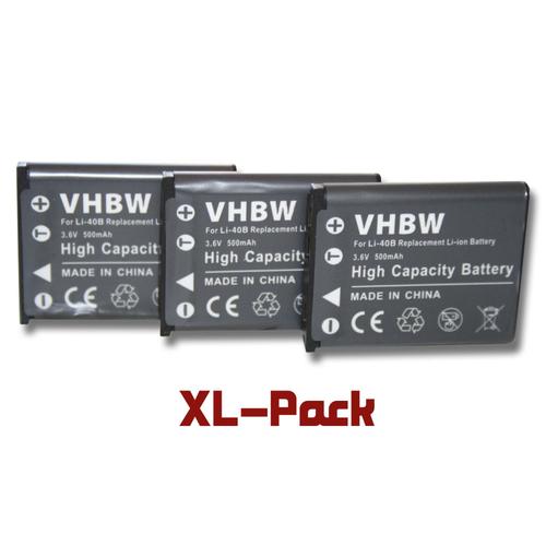 vhbw set de 3 batteries 500mAh pour appareil photo Polaroid T730, T831, T833