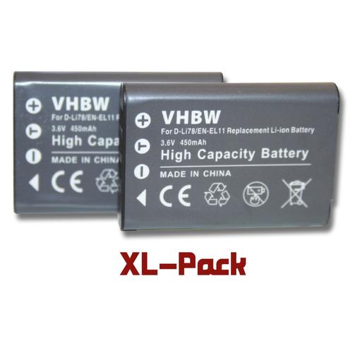 vhbw set de 2 batteries 450mAh pour appareil photo Sanyo VPC-E10, VPC-E875 comme DB-L70.