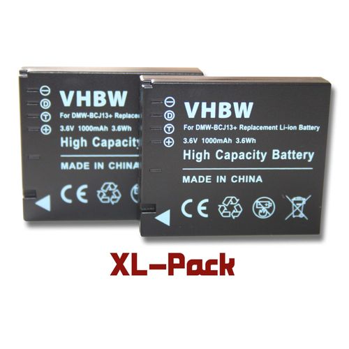 Set de 2 batteries 1000mAh pour appareil photo Panasonic Lumix DMC-LX5, DMC-LX7 remplace Panasonic DMW-BCJ13 / DMW-BCJ13E