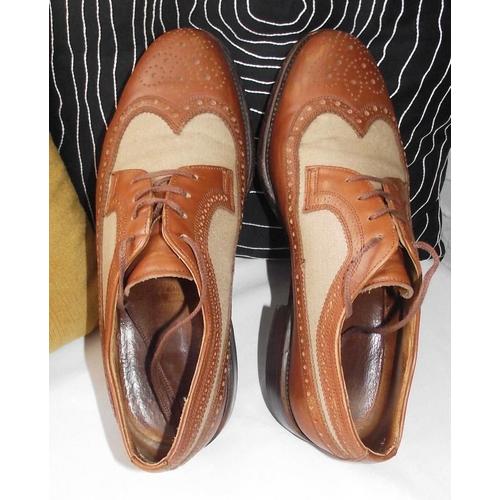 Chaussures Homme Derby Bicolore Bally Cuir Beige Et Toile