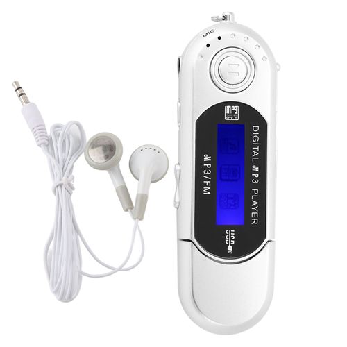 Lecteur USB MP3 de musique portable avec écran LCD Radio FM Carte mémoire vocale Argent
