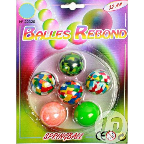 Lot De 6 Balles Rebondissantes Colorees 3 Cm Jouet