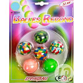 Lot De 6 Balles Rebondissantes Colorees 3 Cm Jouet