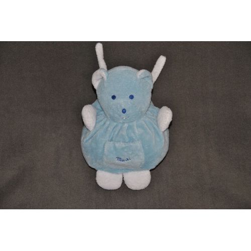 Ours Doudou Bleu Et Blanc Boule Patapouf Musti De Mustela 19 Cm
