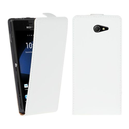 ★★★ Sony Xperia M2 - Étui Clapet Slim - Blanc - Phonit ★★★