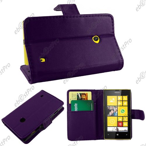 Ebeststar ® Pour Nokia Lumia 520 Housse Portefeuille Coque Etui Protection Folio + Film D'écran, Couleur Violet