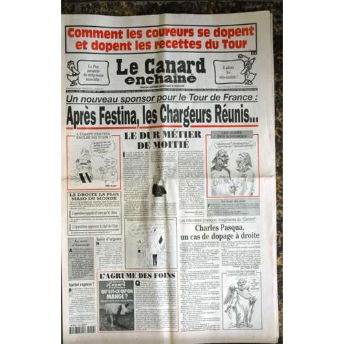 Canard Enchaine (Le) N° 4056 Du 22/07/1998 - Comment Les Coureurs Se Dopent - Le Pen  -   Il Adore Les Neo-Nazis - Nouveau Sponsor Pour Le Tour De France  -   Aprs Festina  -   Les Chargeurs Reunis - Pasqua - Auriol Express.
