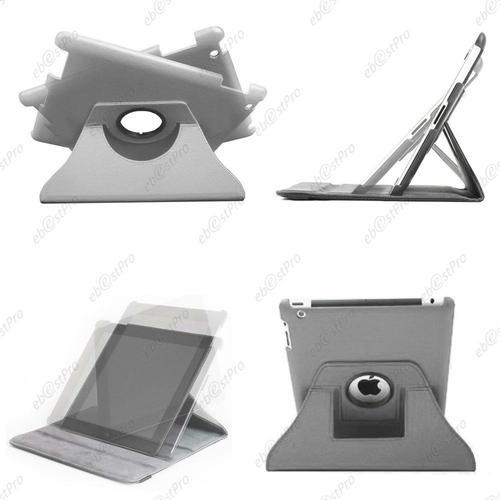 Ebeststar ® Pour Apple Ipad 4 Écran Retina / Ipad 4 / Ipad 3 / Ipad 2 Coque Etui Pu Cuir Housse Rotative Support À Rotation 360° + Film Protection D'écran, Couleur Gris