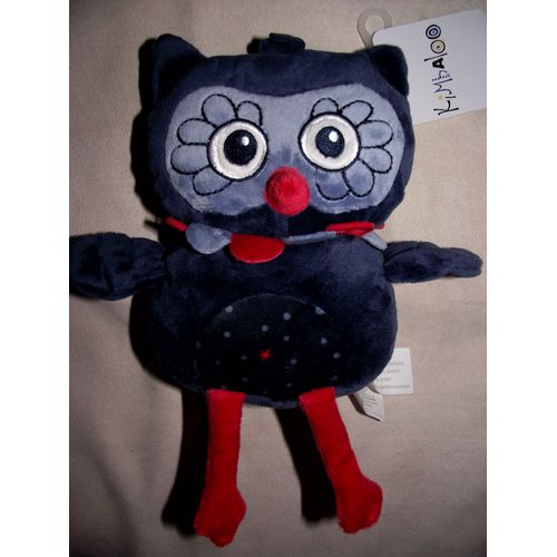Doudou Hibou Chouette Brioche Kimbaloo La Halle Peluche Bleu Blanc Rouge Bebe Eveil Naissance Enfant