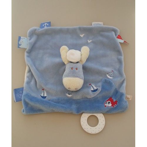 Doudou Plat Âne Captain Paco Bleu Noukies