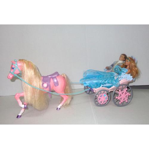 Barbie Et Son Prince Charmant  + Son Carrosse  Avec Cheval Mattel 