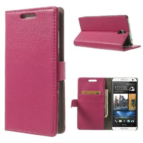 Etui Htc Desire 610 - Housse Portefeuille Support Vidéo Grainé Rose